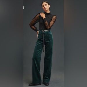 Maeve Colette by Anthropologie wide leg corduroy pants evergreen